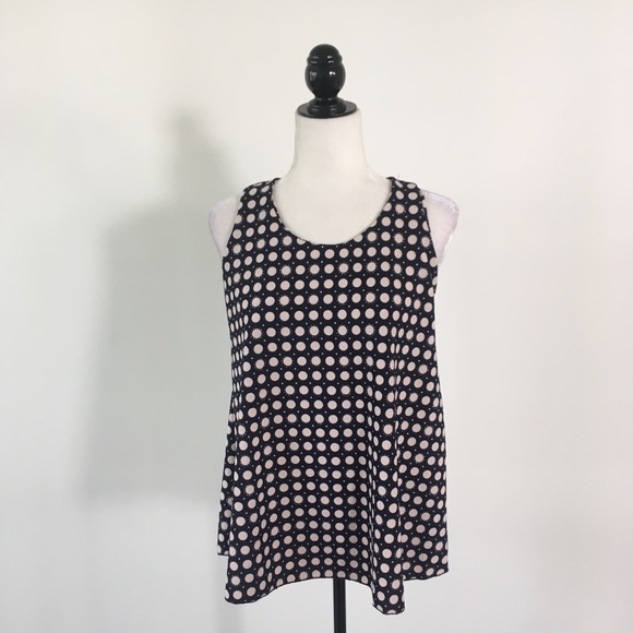 Navy & Cream Polkadot Tank - Picture 2 of 3